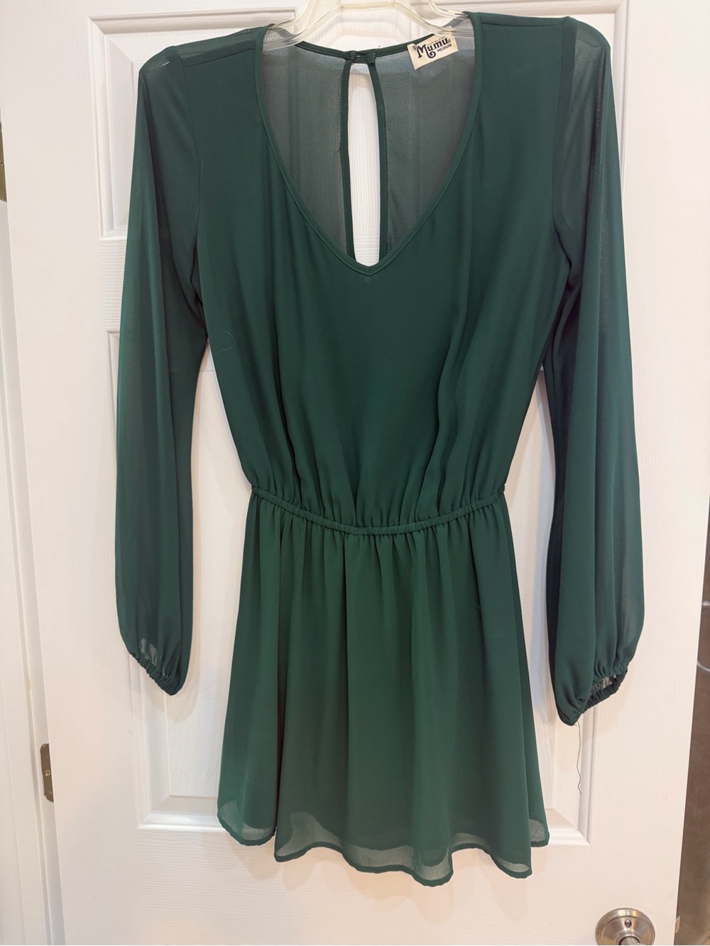 Show Me Your MuMu Forest Green Long Sleeve V-Neck Dress